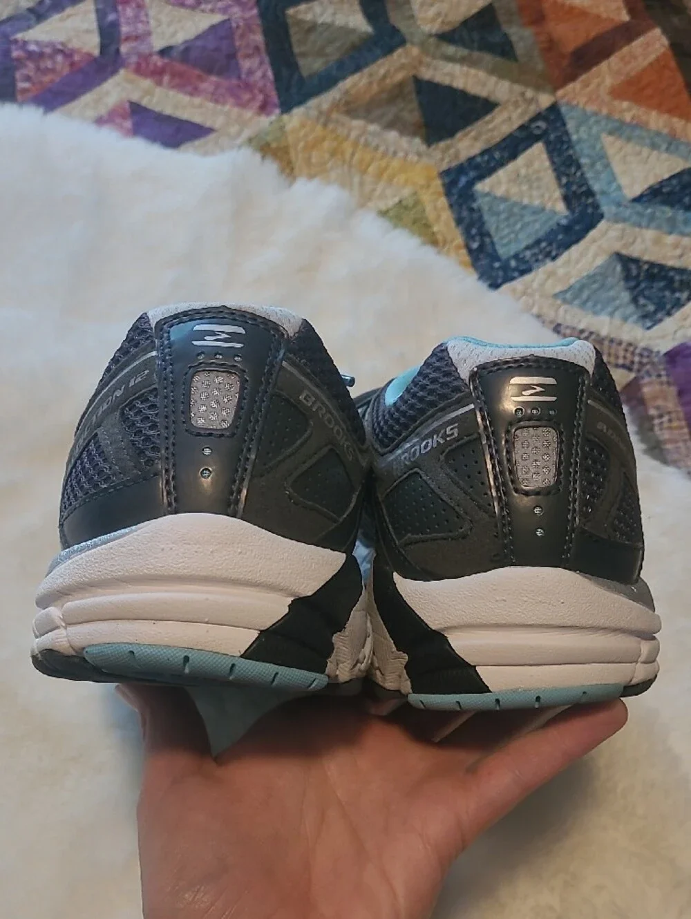 Brooks Gray & Teal Addiction 12 DNA Lace Up  Running Shoes 7.5 Extra Wide